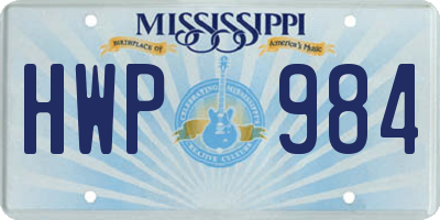MS license plate HWP984