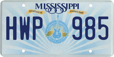 MS license plate HWP985