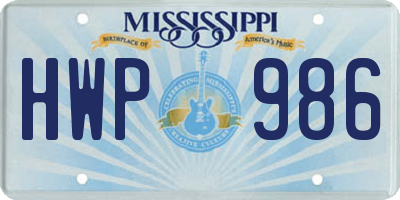 MS license plate HWP986