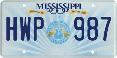 MS license plate HWP987