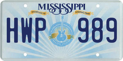 MS license plate HWP989