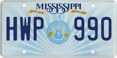 MS license plate HWP990