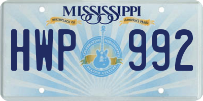 MS license plate HWP992