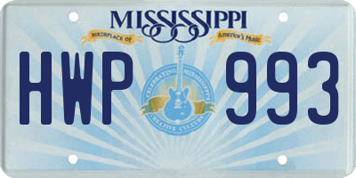 MS license plate HWP993