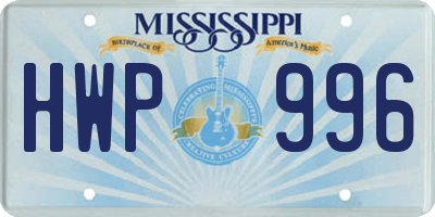 MS license plate HWP996