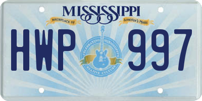 MS license plate HWP997