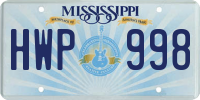 MS license plate HWP998