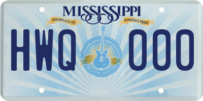 MS license plate HWQ000