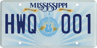 MS license plate HWQ001