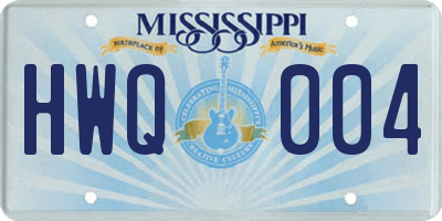 MS license plate HWQ004