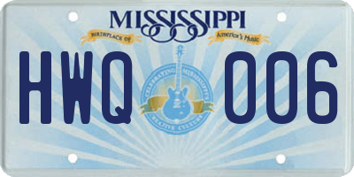 MS license plate HWQ006
