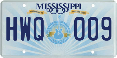MS license plate HWQ009