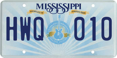 MS license plate HWQ010