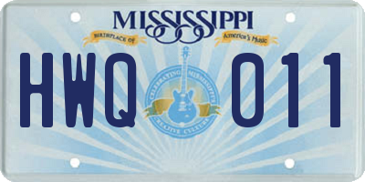 MS license plate HWQ011