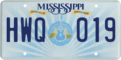 MS license plate HWQ019