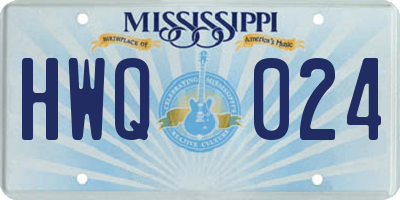 MS license plate HWQ024