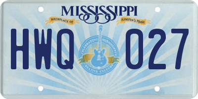 MS license plate HWQ027
