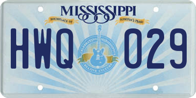 MS license plate HWQ029