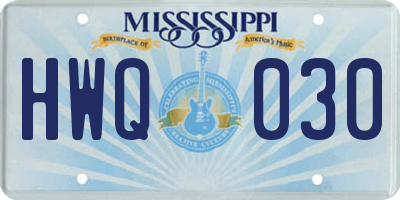 MS license plate HWQ030