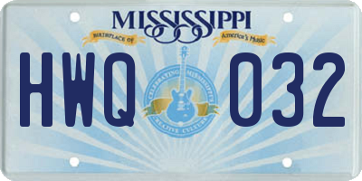 MS license plate HWQ032