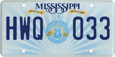 MS license plate HWQ033