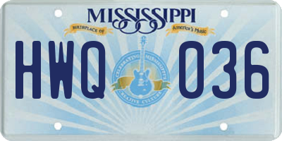 MS license plate HWQ036