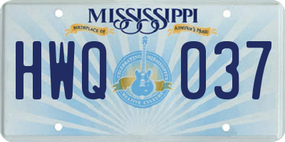 MS license plate HWQ037