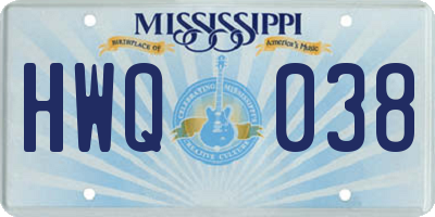 MS license plate HWQ038