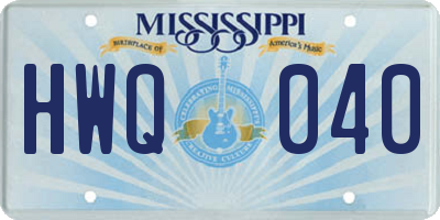 MS license plate HWQ040