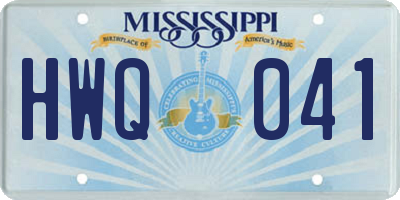 MS license plate HWQ041