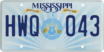 MS license plate HWQ043