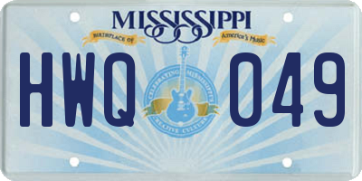 MS license plate HWQ049