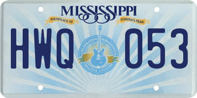 MS license plate HWQ053