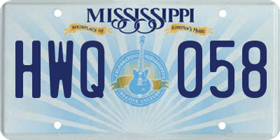 MS license plate HWQ058