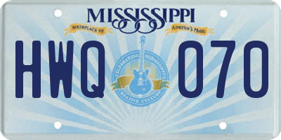 MS license plate HWQ070