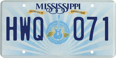 MS license plate HWQ071