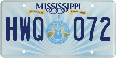 MS license plate HWQ072