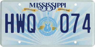 MS license plate HWQ074
