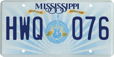 MS license plate HWQ076