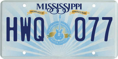 MS license plate HWQ077