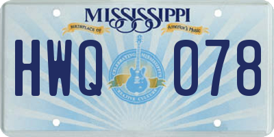 MS license plate HWQ078