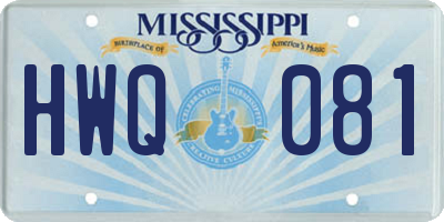 MS license plate HWQ081