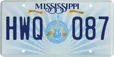 MS license plate HWQ087