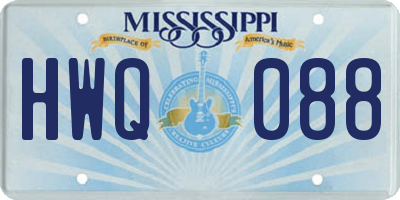 MS license plate HWQ088