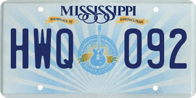 MS license plate HWQ092