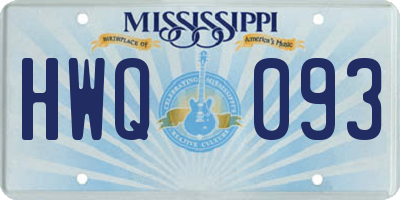 MS license plate HWQ093