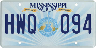 MS license plate HWQ094