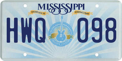 MS license plate HWQ098