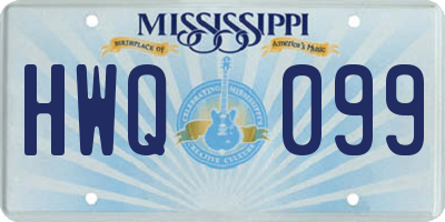 MS license plate HWQ099