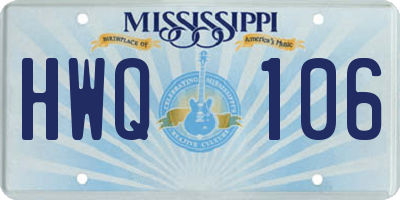 MS license plate HWQ106